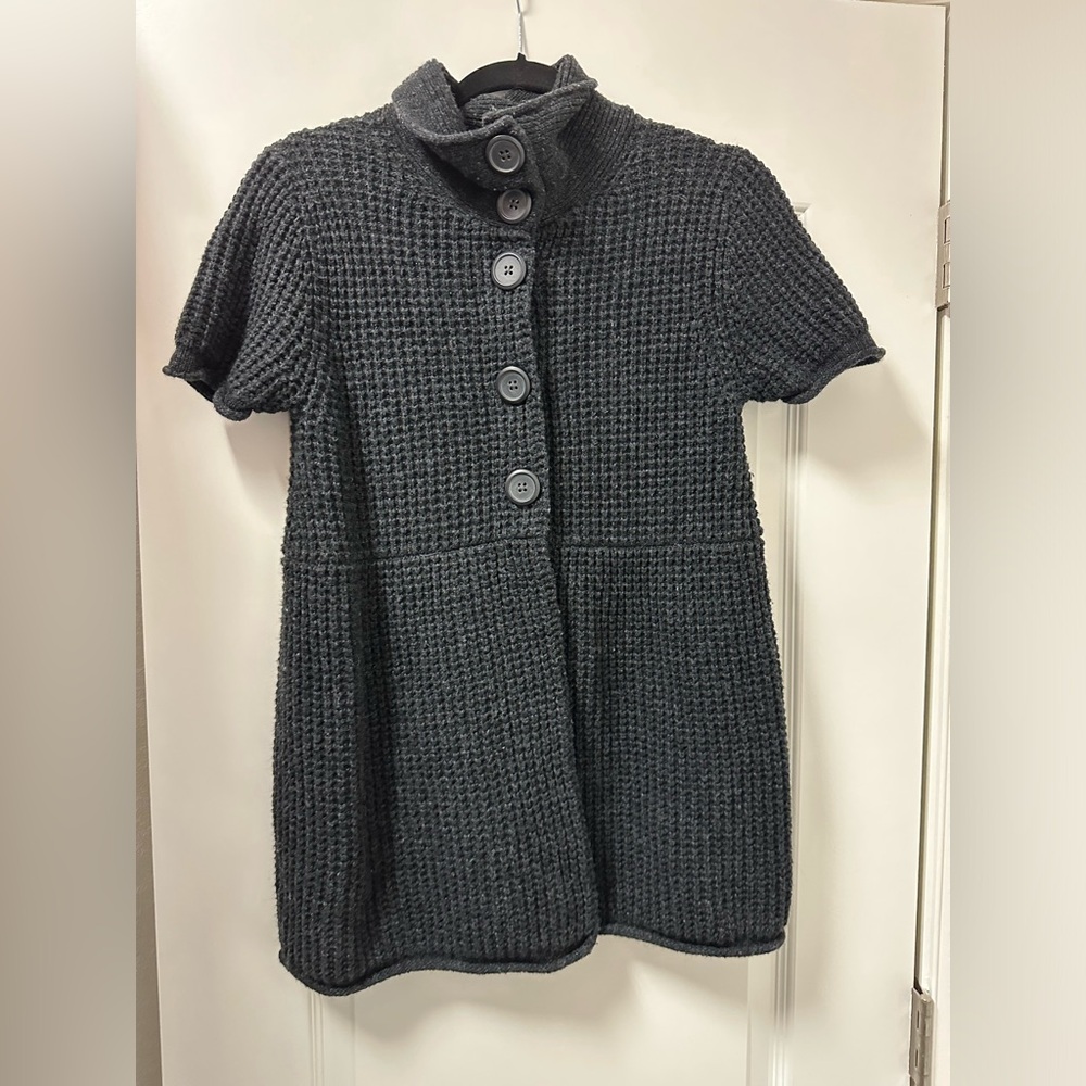 Calvin Klein wool cotton nylon snap button short sleeve cardigan sweater small